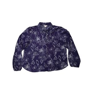 Joe Fresh Blue and White Patterned Blouse